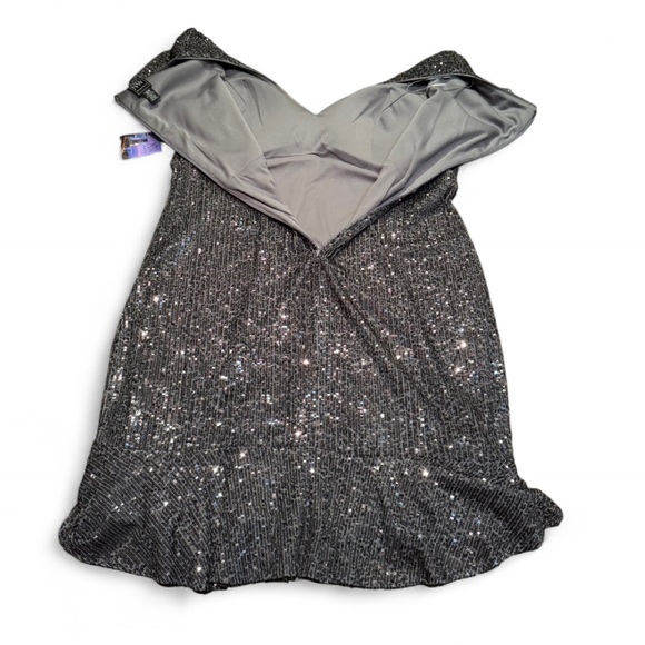 NW Nightway - Gunmetal Color Sequins Dress (NWT) - Picture 3 of 11